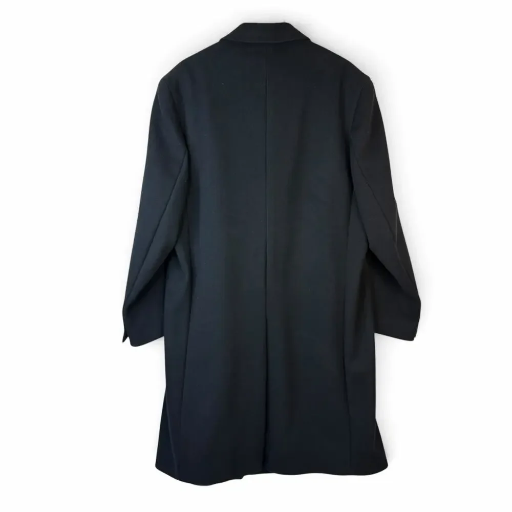 Jos A Bank Mens Black Wool Overcoat Single Breasted Three Button Size 44R